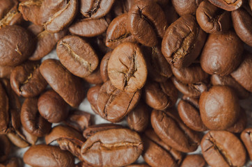 roasted coffee beans, close-up