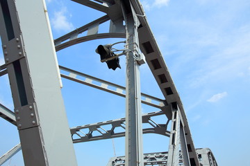 Naklejka premium Structural steel bridge,Krung Thon Bridge,Saphan Sang Hi is a bridge over the Chao Phraya River in Bangkok