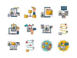 bundle of electronics devices and infocharts icons