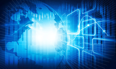 Concept of global business Network, internet communication. 3d illustration.