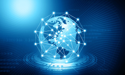 Concept of global business Network, internet communication. 3d illustration.