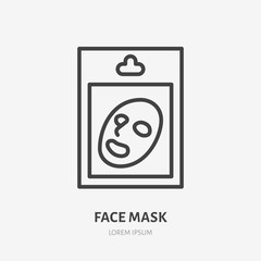 Face mask line icon, vector pictogram of beauty product package. Skincare illustration, sign for cosmetics store