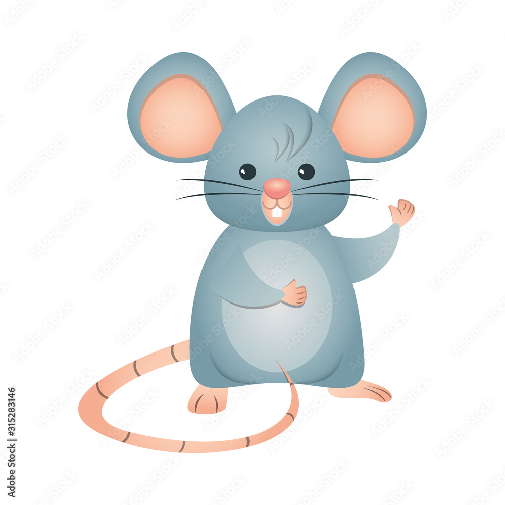 Poster cute little mouse isolated icon