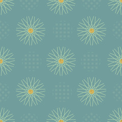 seamless gold glitter flower pattern on green background