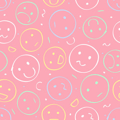 Seamless colorful pattern background with emoticons face