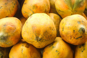 Stack Of Ripe Healthy Papaya Fruits Fresh From Farm