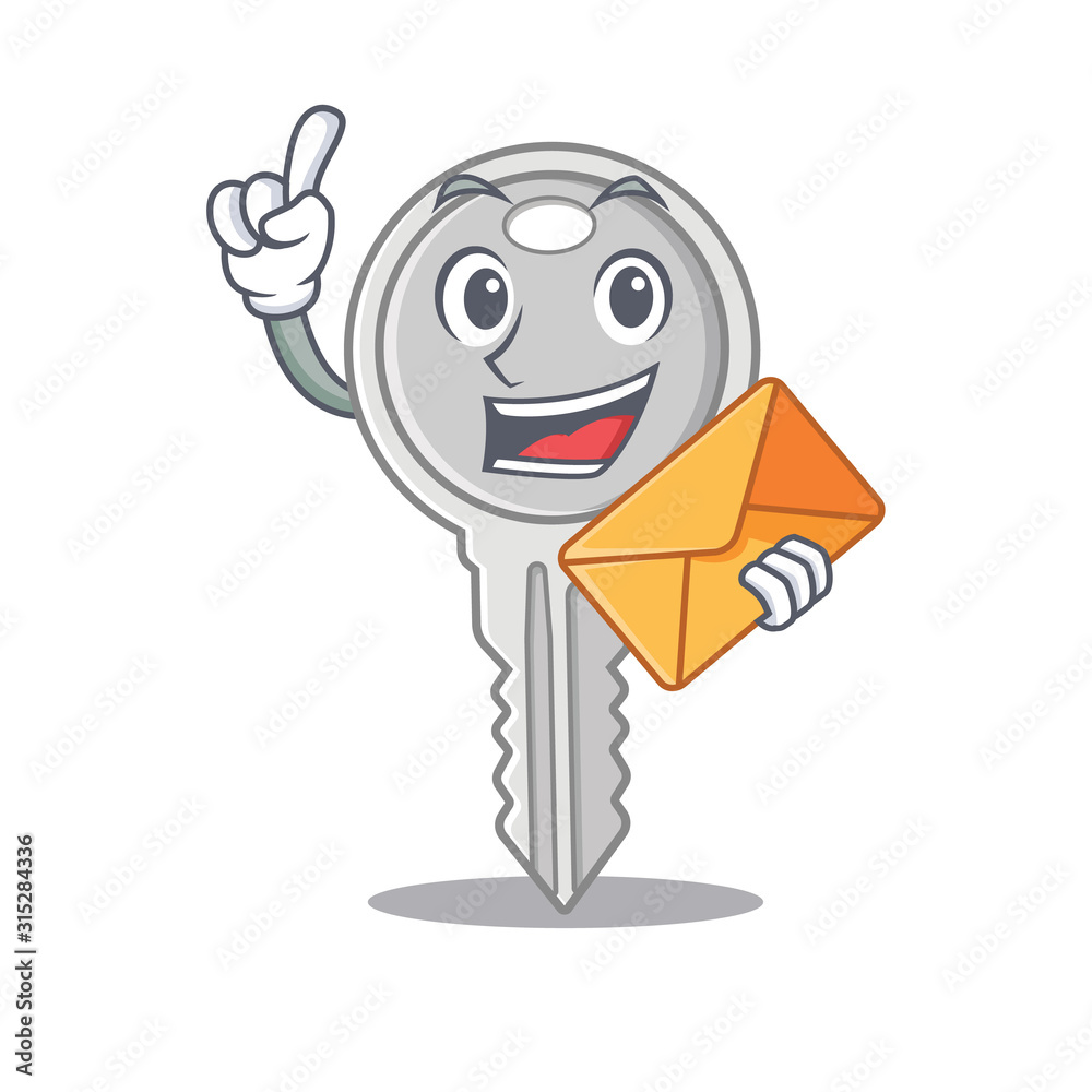 Wall mural cheerfully key mascot design with in envelope