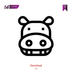 Outline hippopotamus head  icon vector isolated on white background. Graphic design, material-design, animal icons, mobile application, logo, user interface. EPS 10 format vector