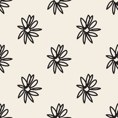 Fototapeta na wymiar seamless monochrome hand drawn flower pattern background
