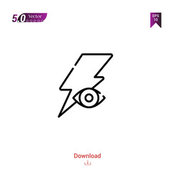 Outline red-eye icon. red-eye icon vector isolated on white background. Graphic design, camera-interface icons,  mobile application, logo, user interface.  UI / UX design. EPS 10 format vector