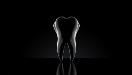 Tooth on black background