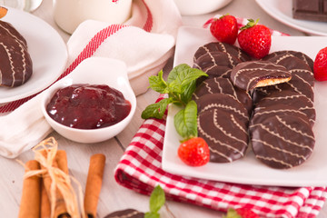 Soft cakes with strawberry.	