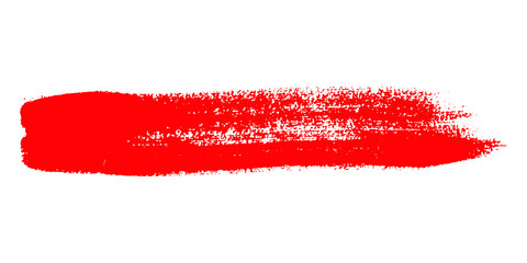 Brush painted grunge red painting isolated on white background, vector illustration
