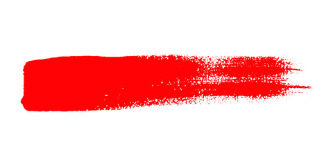Brush painted grunge red painting isolated on white background, vector illustration
