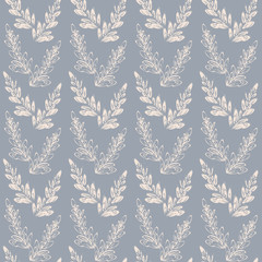 Simpe hand drawn leaves seamless vector pattern.