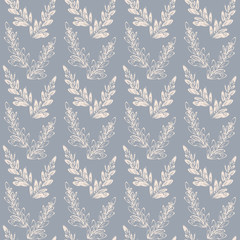 Simpe hand drawn leaves seamless vector pattern.