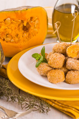 Pumpkin chicken meatballs.	