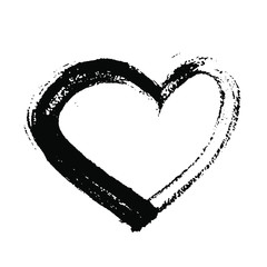 Fototapeta na wymiar Black grunge stroke heart on white background. Heart shaped mascara trace