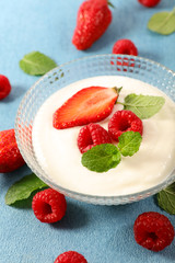 bowl of yogurt and berry fruit