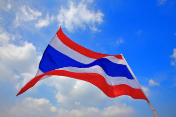 The Thai nation flag on a sky background