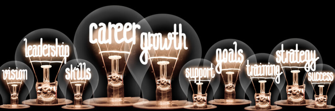 Light Bulbs with Career Growth Concept