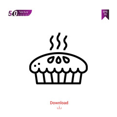 Outline pie icon. pie icon vector isolated on white background. Graphic design, material-design, food icons, mobile application, logo, user interface. EPS 10 format vector