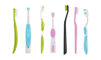 Colorful Toothbrushes for Dental Hygiene Vector Set