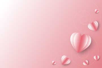 Pink white paper heart on a gradient background Valentine's day Or wedding
