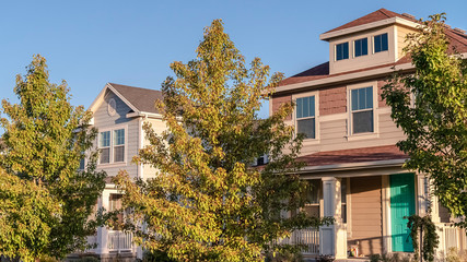 Panorama Row of houses on an urban street