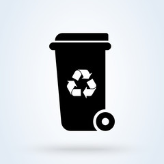 Wheelie bin recycle Simple modern icon design illustration.