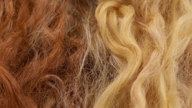False hair. Hair for hair extension. Hair production for extension