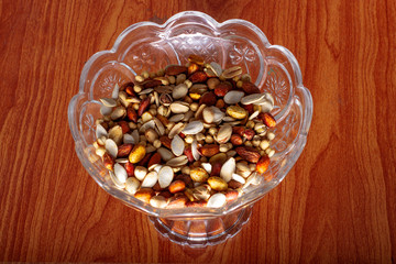 Dry fruits in a glass plate
