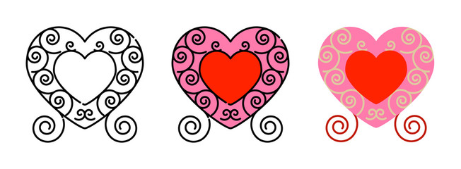 heart-shaped icon set isolated on white background for web design,Valentine day concept