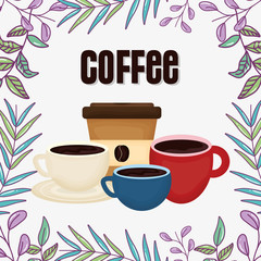 cups and disposable cup fresh beverage coffee time leaves