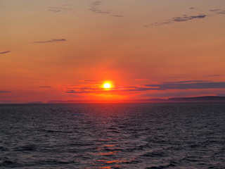 Fototapeta na wymiar Bright, flaming northern sunset