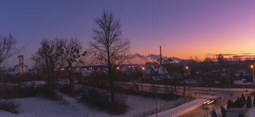 traffic in the city at night