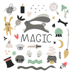 Magic. Vector set of elements and symbols for your design. Isolates in the drawn style.