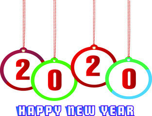 Happy new year 2020 typography text celebration poster design.