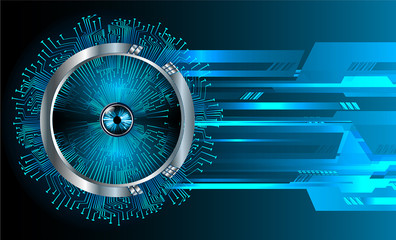 Blue eye cyber circuit future technology concept background