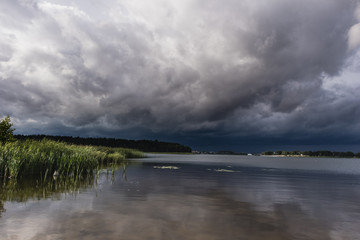 clouds over river