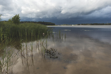 landscape with lake and clouds