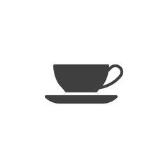 Cup of tea and saucer vector icon. filled flat sign for mobile concept and web design. Coffee cup glyph icon. Symbol, logo illustration. Vector graphics