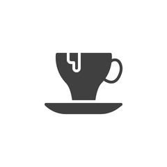 Cup of chocolate beverage vector icon. filled flat sign for mobile concept and web design. Coffee mug and saucer glyph icon. Symbol, logo illustration. Vector graphics