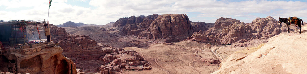 Panoramic View of Petra, Unesco Archeological Site, Jordan,