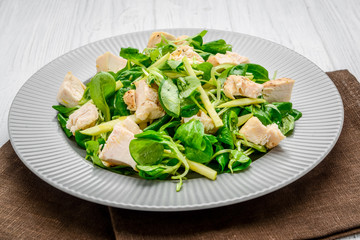 Healthy food, salad with chicken grilled with lettuce