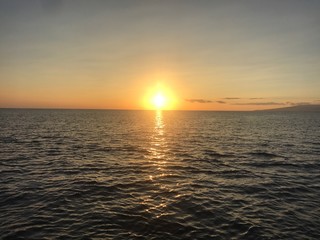 Beautiful Sunset on Pacific Ocean, Waikiki, Hawaii, The United States of America