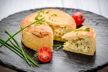 Healthy food, tasty pie with different fillings