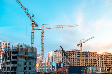 General view of the construction site. construction of houses