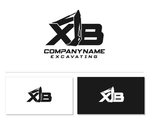 Initial X B XB excavator logo concept vector with arm excavator template vector.