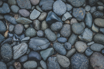 Pebbles stone background with vintage filter